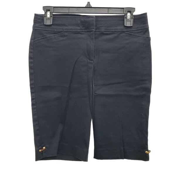 Cache Women's Vintage Black‎ Cotton Stretch Chain Detail Bermuda Shorts Size 4 - Picture 1 of 6
